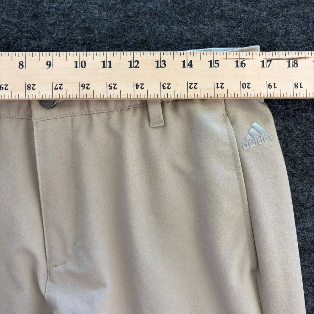 Adidas Mens Golf Pants Tan Khaki Flat Front Performance Trousers 34x30